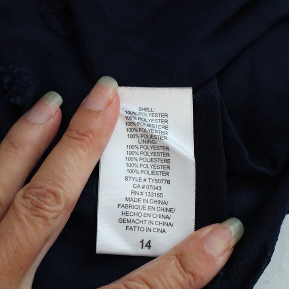 Anthropologie Eri+Ali Womens Michaela Dot Textured Midi Dress Blue Size 14 Lined - Picture 7 of 9